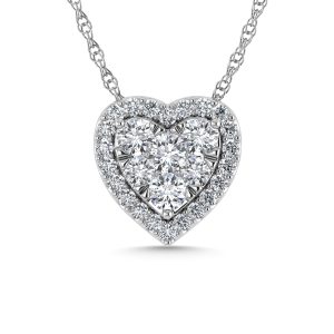 Diamond 1 Ct.Tw. Heart Pendant in 14K White Gold