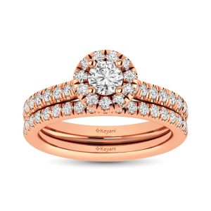 Diamond Classic Shank Single Halo Bridal Ring 1 Ct.tw Round Cut in 14K Rose Gold