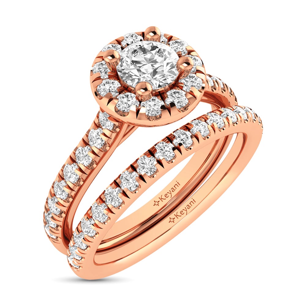 Diamond Classic Shank Single Halo Bridal Ring 1 Ct.tw Round Cut in 14K Rose Gold