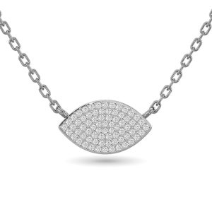 Diamond Eye Shape Necklace 1/5 Ct.tw in 10K White Gold