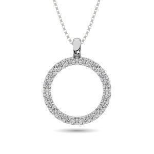 Diamond Circle Pendant 1/4 Ct.tw in 14K White Gold