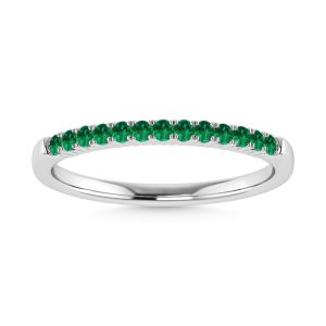 May Birthstone Emerald 1/8 Ct.Tw. Ladies Band in 10K White Gold