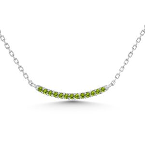 August Birthstone Peridot 1/6 Ct.Tw. Fashion Necklace in 10K White Gold
