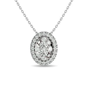 Diamond 1/2 Ct.tw Oval Shape Cluster Pendant  in 14K White Gold