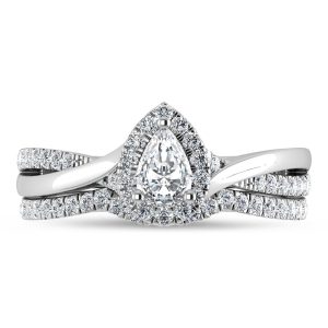 Diamond 5/8 Ct.Tw. Pear Cut Bridal Ring in 14K White Gold