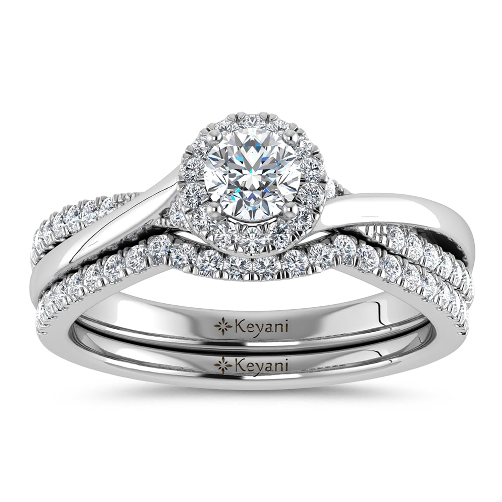 Diamond 5/8 Ct.Tw. Round Cut Bridal Ring in 14K White Gold