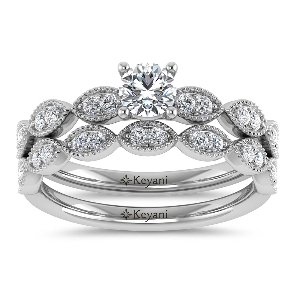 Diamond 1/2 Ct.Tw. Round Cut Bridal Ring in 14K White Gold