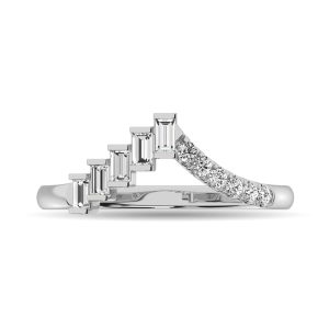 Diamond 1/4 Ct.tw Round and Baguette Band  in 10K White Gold