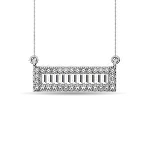 Diamond 1/6 Ct.Tw. Round and Baguette Fashion Necklace in 10K White Gold