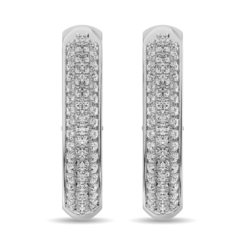 Diamond 1 Ct.tw Hoop Earrings in 14K White Gold