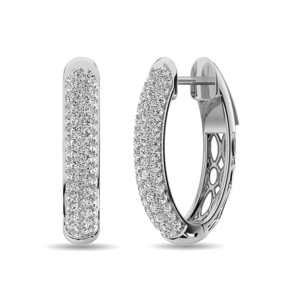 Diamond 1 Ct.tw Hoop Earrings in 14K White Gold