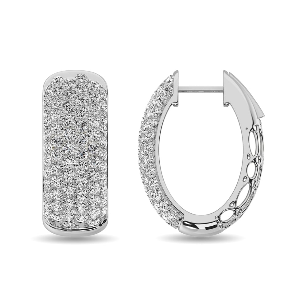 Diamond 3 1/5 Ct.tw Hoop Earrings in 14K White Gold