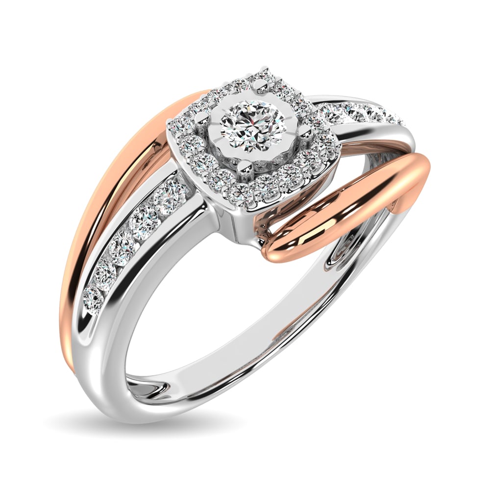 Diamond 1/6 Ct.tw Promise Ring in 10K Rose and White Gold