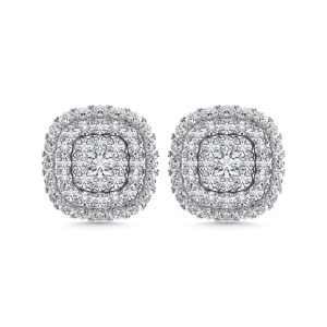 Diamond 5/8 Ct.Tw. Cluster Fashion Earrings in 14K White Gold