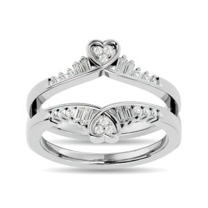 Diamond 1/4 Ct.tw Round and Tapper Guard Ring  in 14K White Gold
