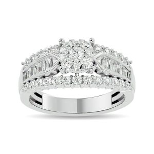 Diamond 1 Ct.tw Round Cut and Tapper Fashion Ring in 10K White Gold