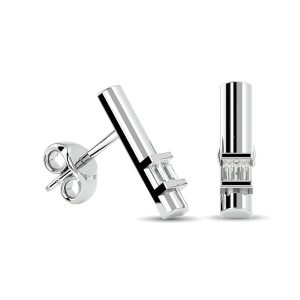 Diamond  1/20 Ct.tw Bar  Earrings in 10K White Gold