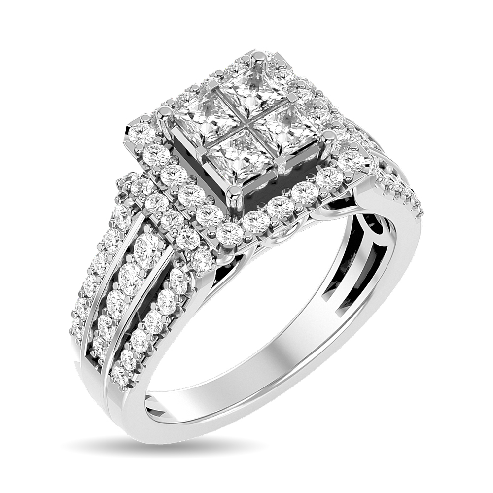 Diamond 1 1/2 Ct.tw Round Cut Engagement Ring in 14K White Gold