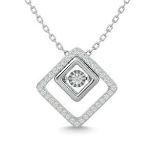 Diamond 1/4 Ct.Tw. Square Shape Pendant in 14K White Gold