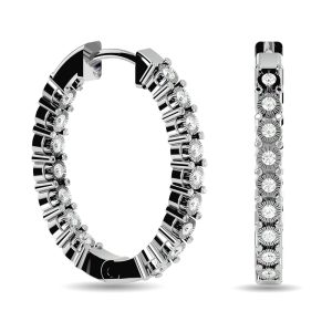 Diamond 3/8 Ct.tw Hoop Earrings in 10K White Gold