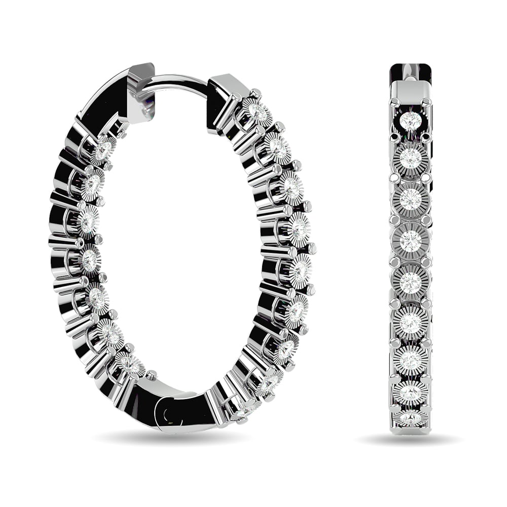 Diamond 3/8 Ct.tw Hoop Earrings in 10K White Gold