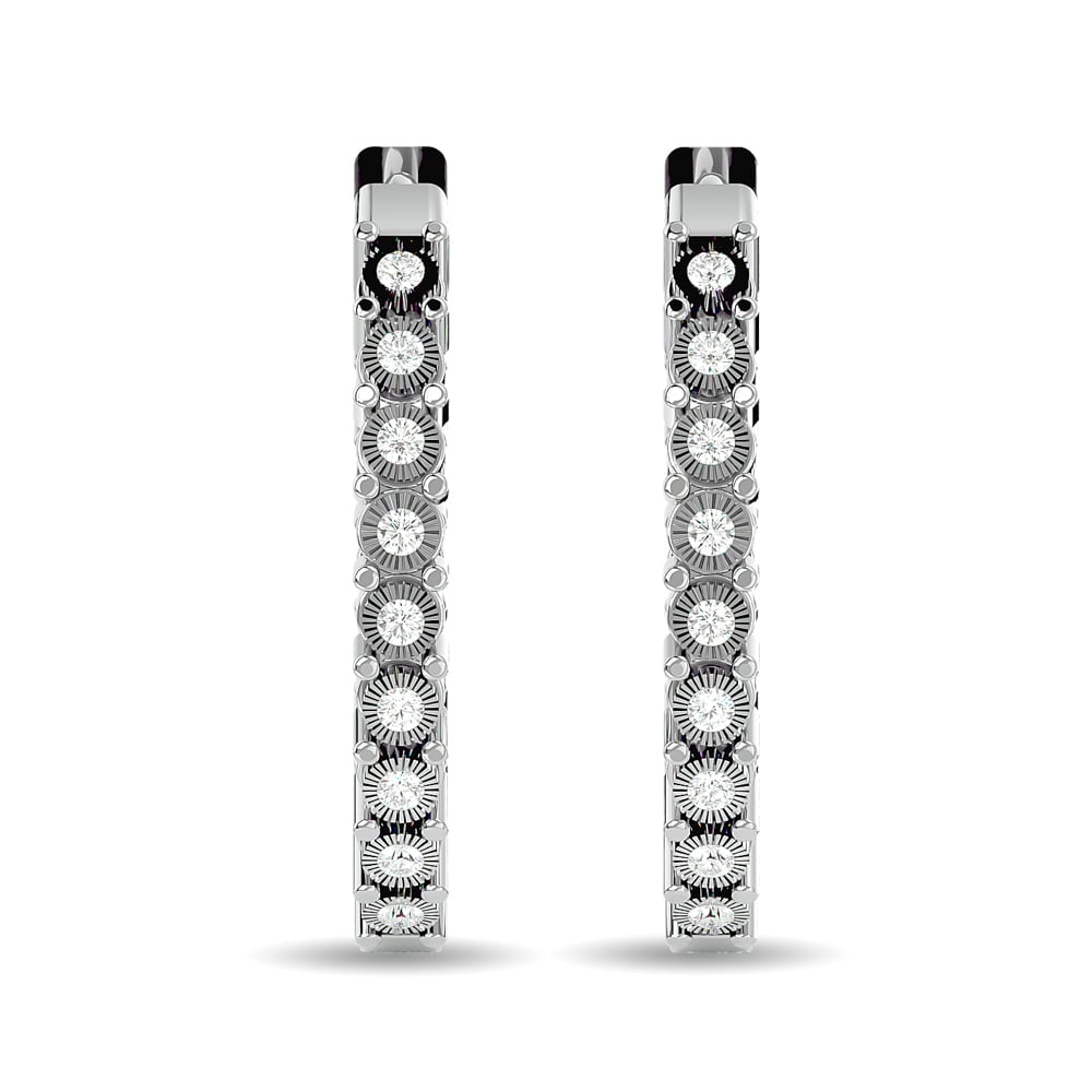 Diamond 3/8 Ct.tw Hoop Earrings in 10K White Gold