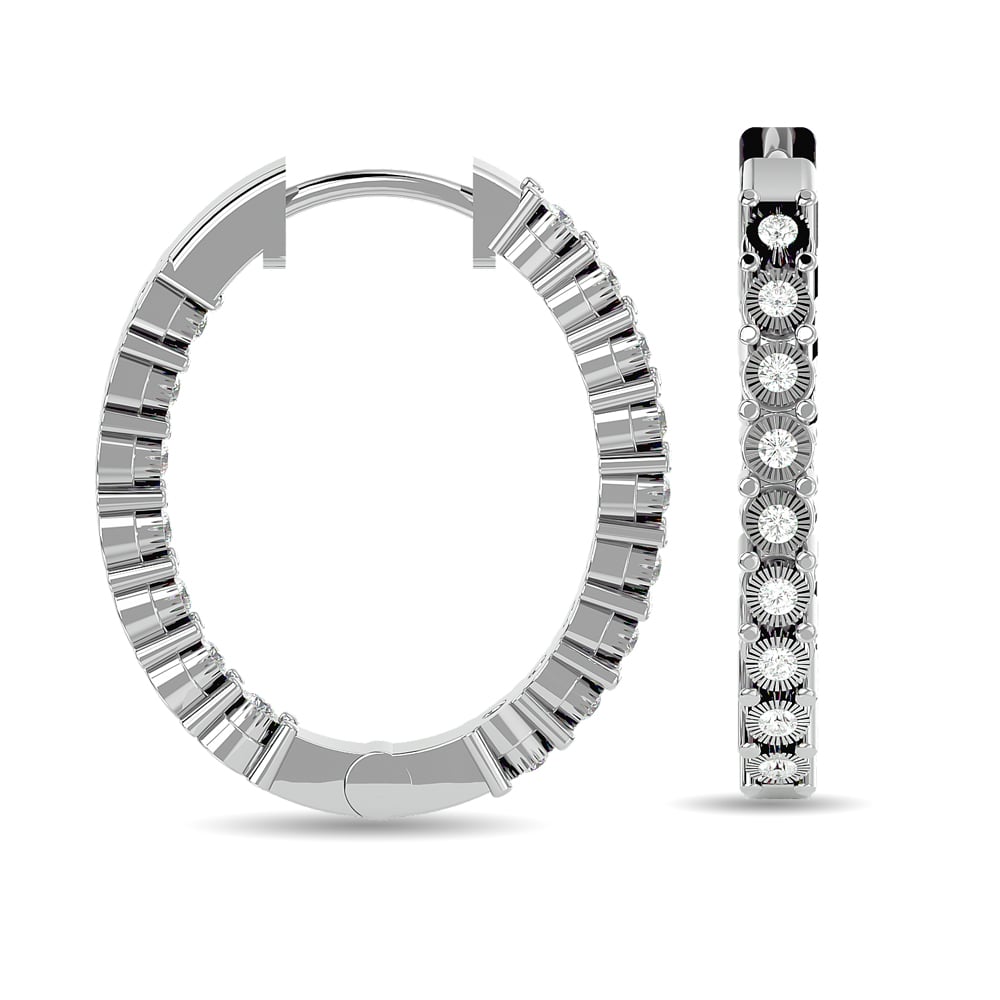 Diamond 3/8 Ct.tw Hoop Earrings in 10K White Gold
