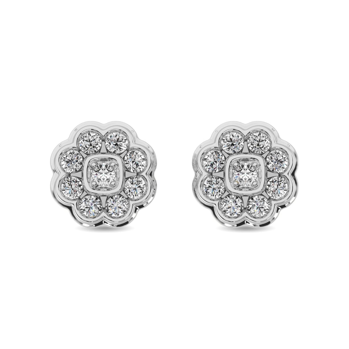 Diamond 3/8 Ct.tw Flower Earrings in 10K White Gold