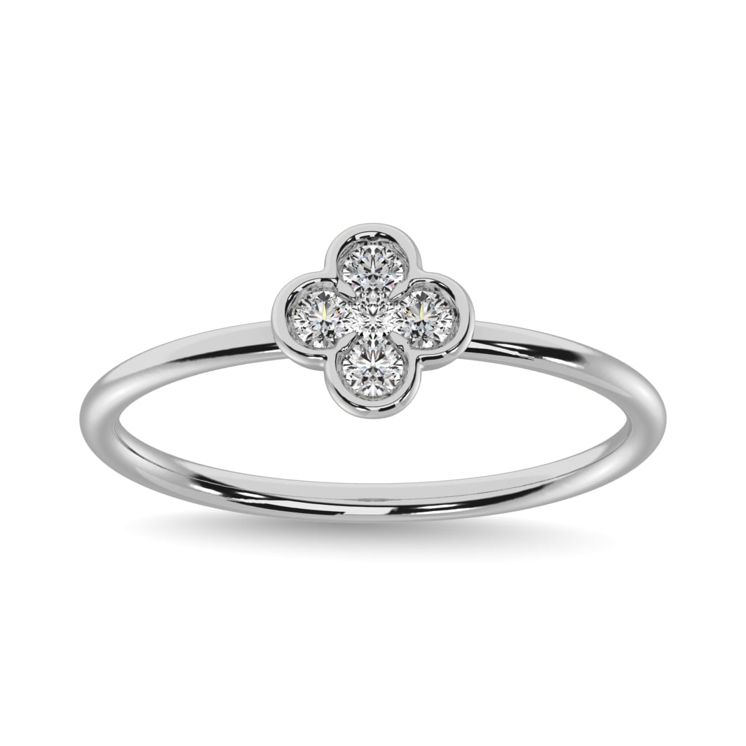 Diamond 1/5 Ct.tw Clover Ring in 14K White Gold