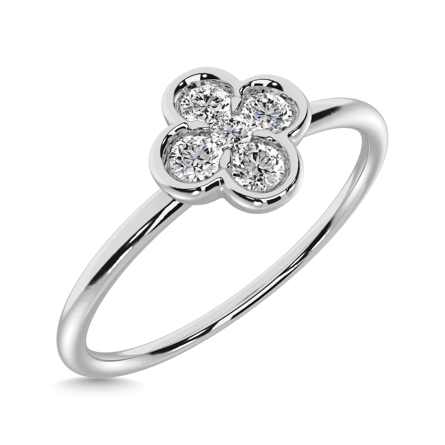 Diamond 1/5 Ct.tw Clover Ring in 14K White Gold