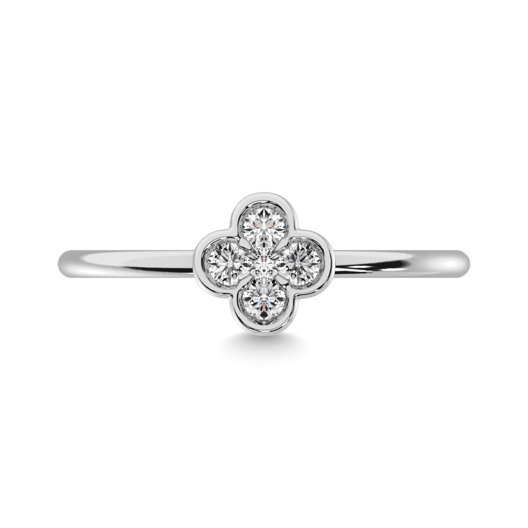 Diamond 1/5 Ct.tw Clover Ring in 14K White Gold