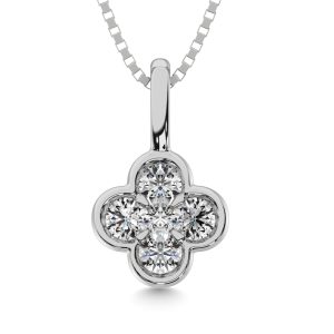 Diamond 1/5 Ct.tw Clover Pendant in 14K White Gold