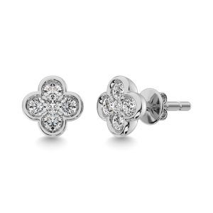 Diamond 1/3 Ct.tw Clover Earrings in 14K White Gold