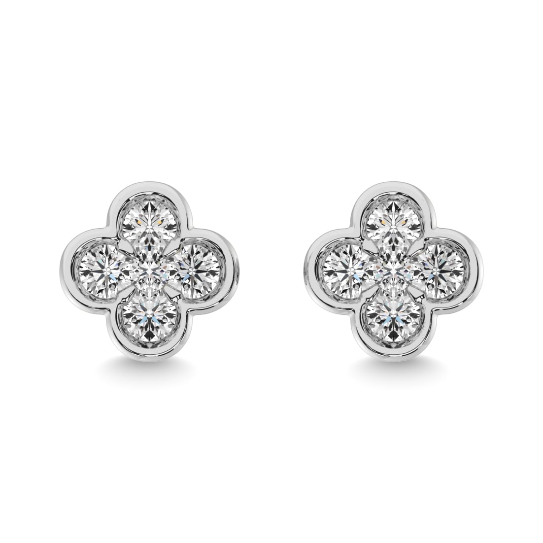 Diamond 1/3 Ct.tw Clover Earrings in 14K White Gold