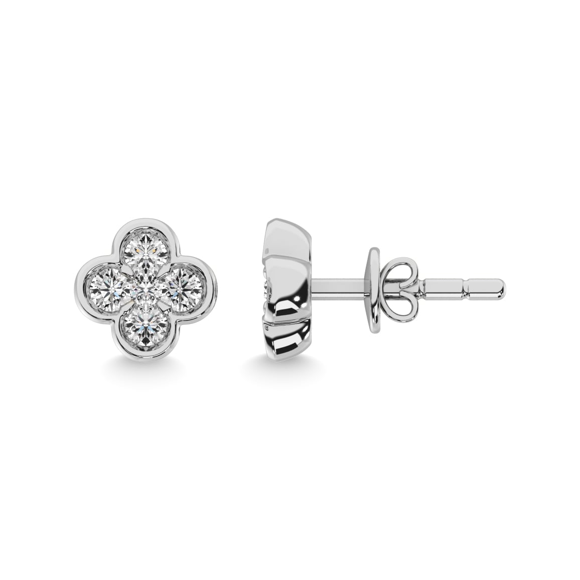 Diamond 1/3 Ct.tw Clover Earrings in 14K White Gold