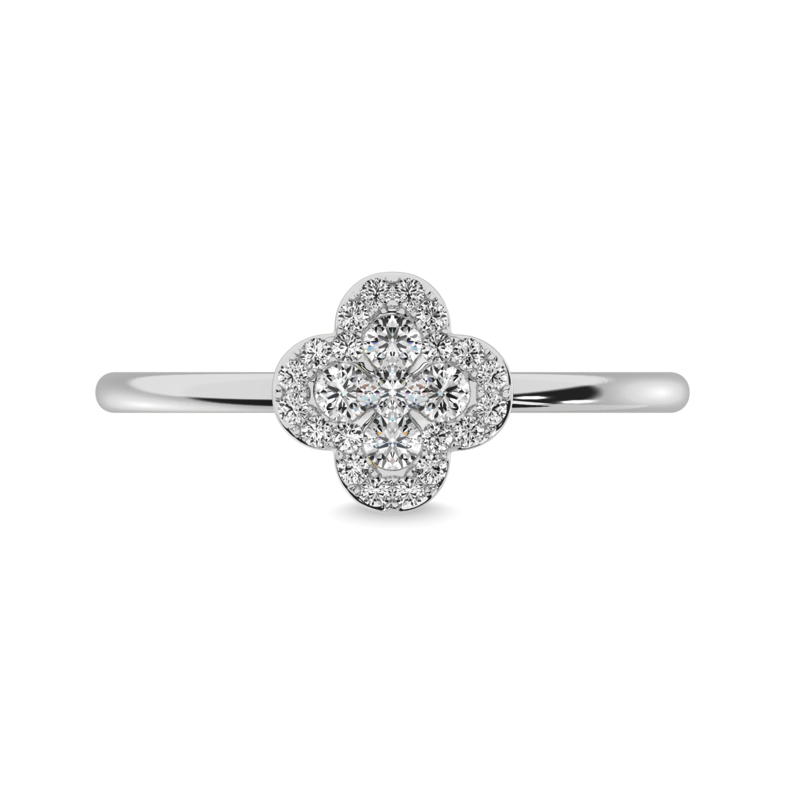 Diamond 1/4 Ct.tw Clover Ring in 14K White Gold