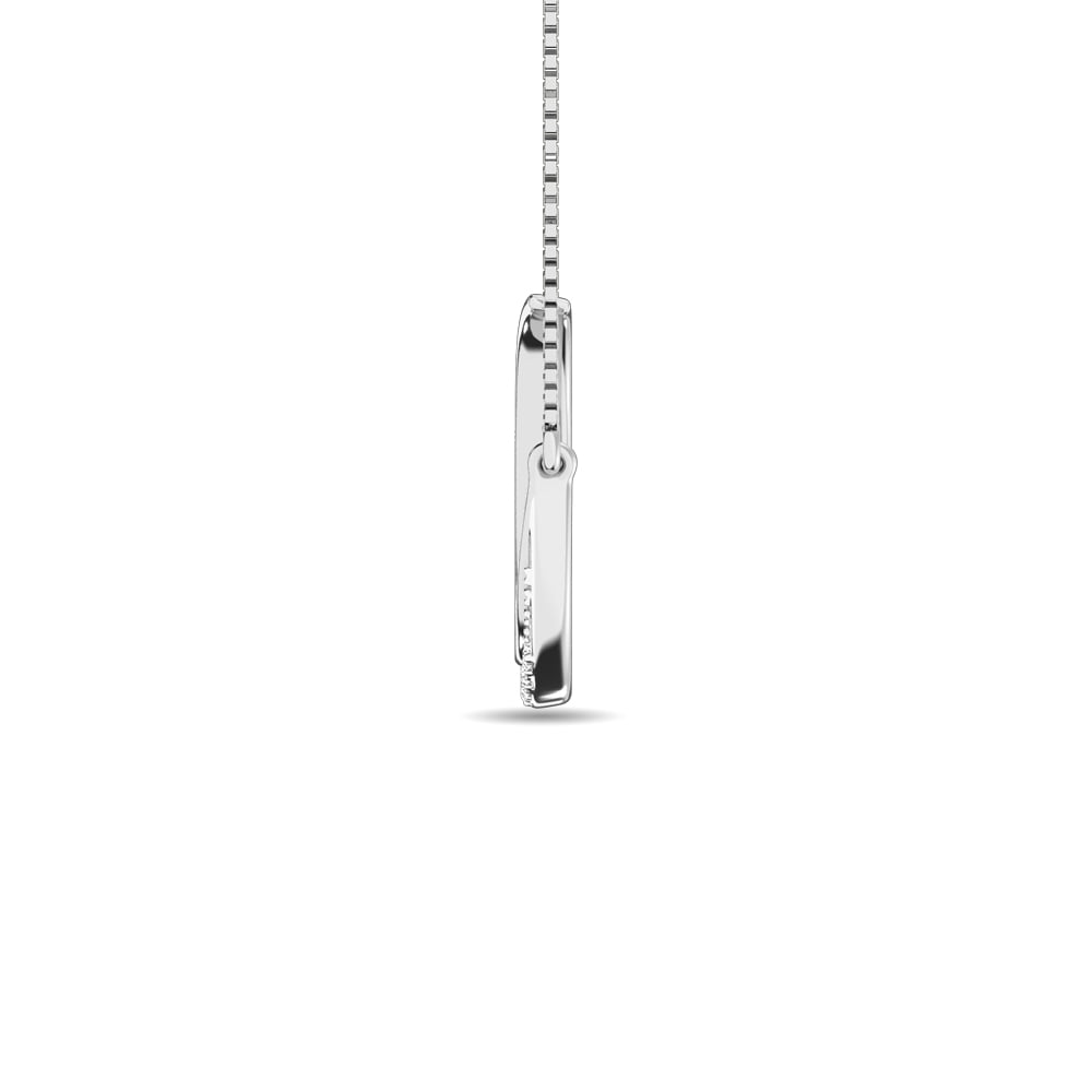 Diamond 1/10 Ct.tw Round Cut Moon Necklace in 14K White Gold