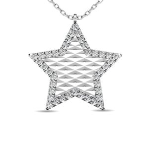 Diamond 1/10 Ct.tw Texture Pendant in 10K White Gold