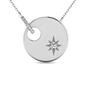 Diamond 1/20 Ct.tw Disc Necklace in 10K White Gold