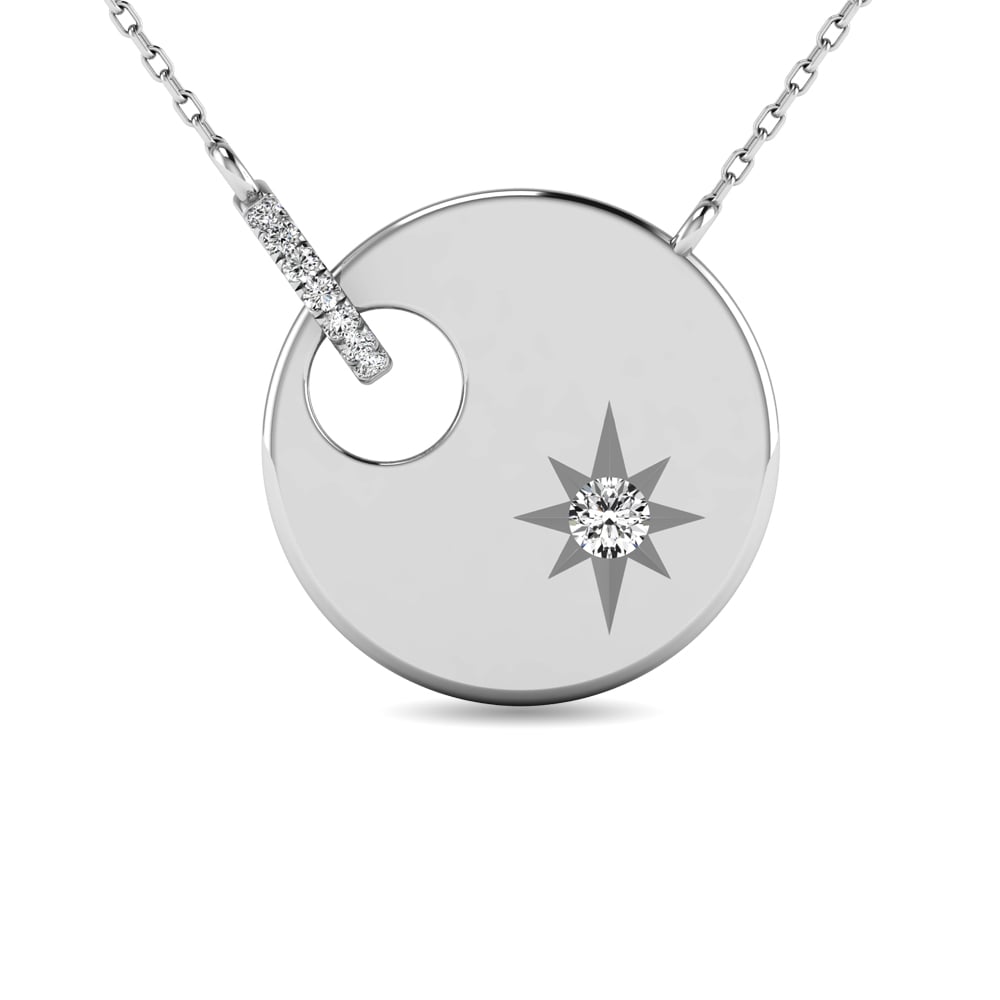 Diamond 1/20 Ct.tw Disc Necklace in 10K White Gold