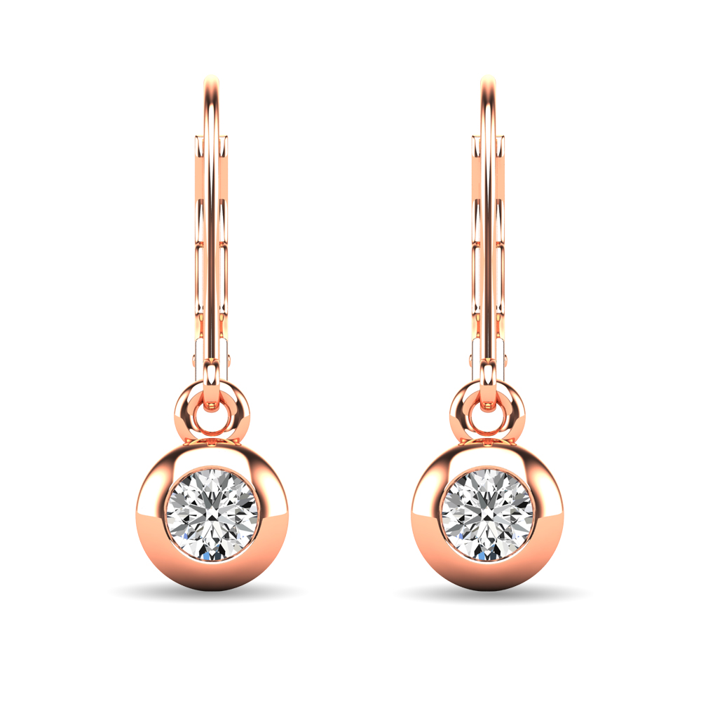 Diamond 1/10 Ct.tw Bezel Set Earrings in 10K Rose Gold