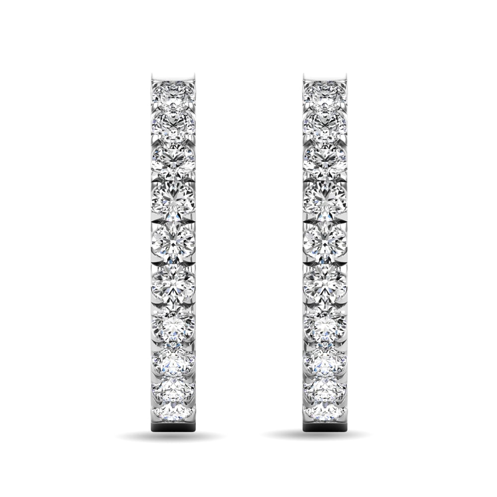 Diamond 5/8 Ct.tw Hoop Earrings in 10K White Gold