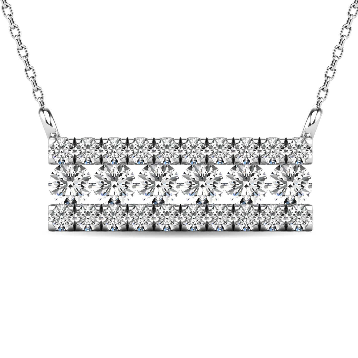 Diamond 1/4 Ct.tw Bar Necklace in 14K White Gold