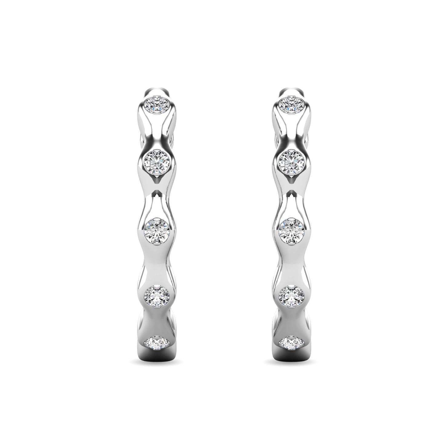 Diamond 1/10 Ct.tw Hoop Earrings in 10K White Gold