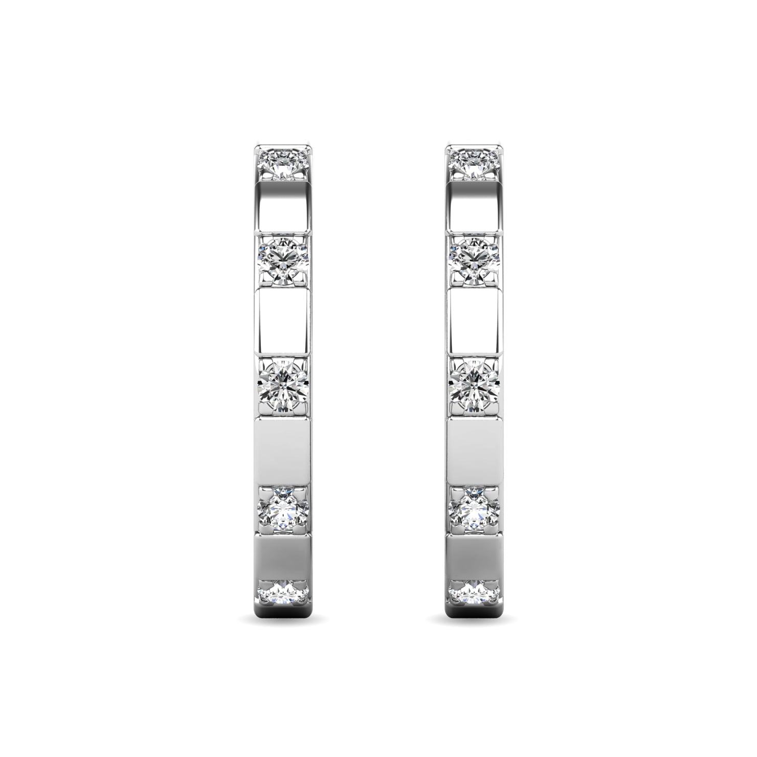 Diamond 1/10 Ct.tw Hoop Earrings in 10K White Gold