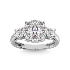 Diamond 1 1/2 Ct.tw Heart Three Stone Ring in 14K White Gold