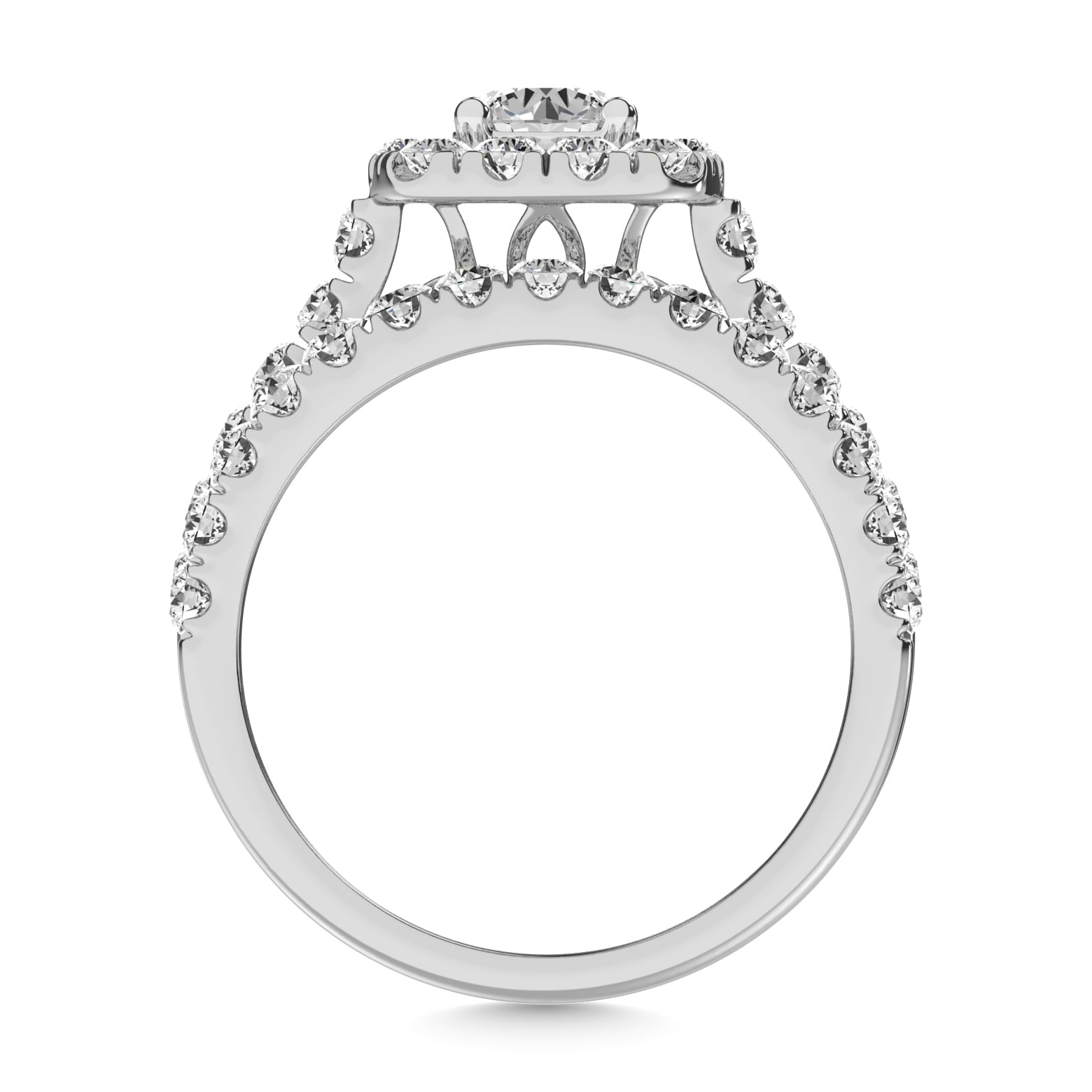 Diamond 2 Ct.tw Cushion Halo Bridal Ring in 14K White Gold