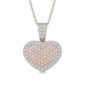 Diamond 1 Ct.tw Heart Pendant in 10K Pink Gold With White Gold Touch