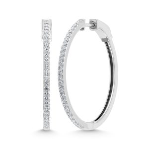 Diamond 1 Ct.Tw. Hoop Earrings in 10K White Gold