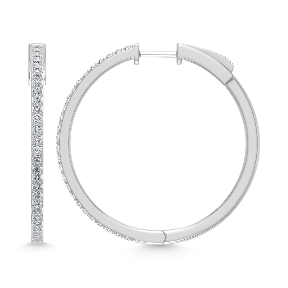 Diamond 1 Ct.Tw. Hoop Earrings in 10K White Gold